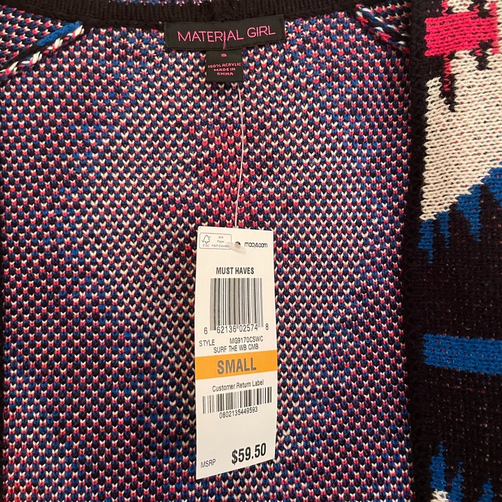 NWT Material Girl Open Knit Aztec Printed Sweater - Picture 6 of 13